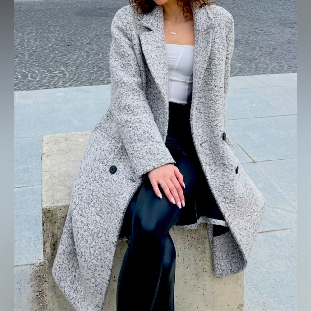 Express Double Breasted Black and White Trench Coat